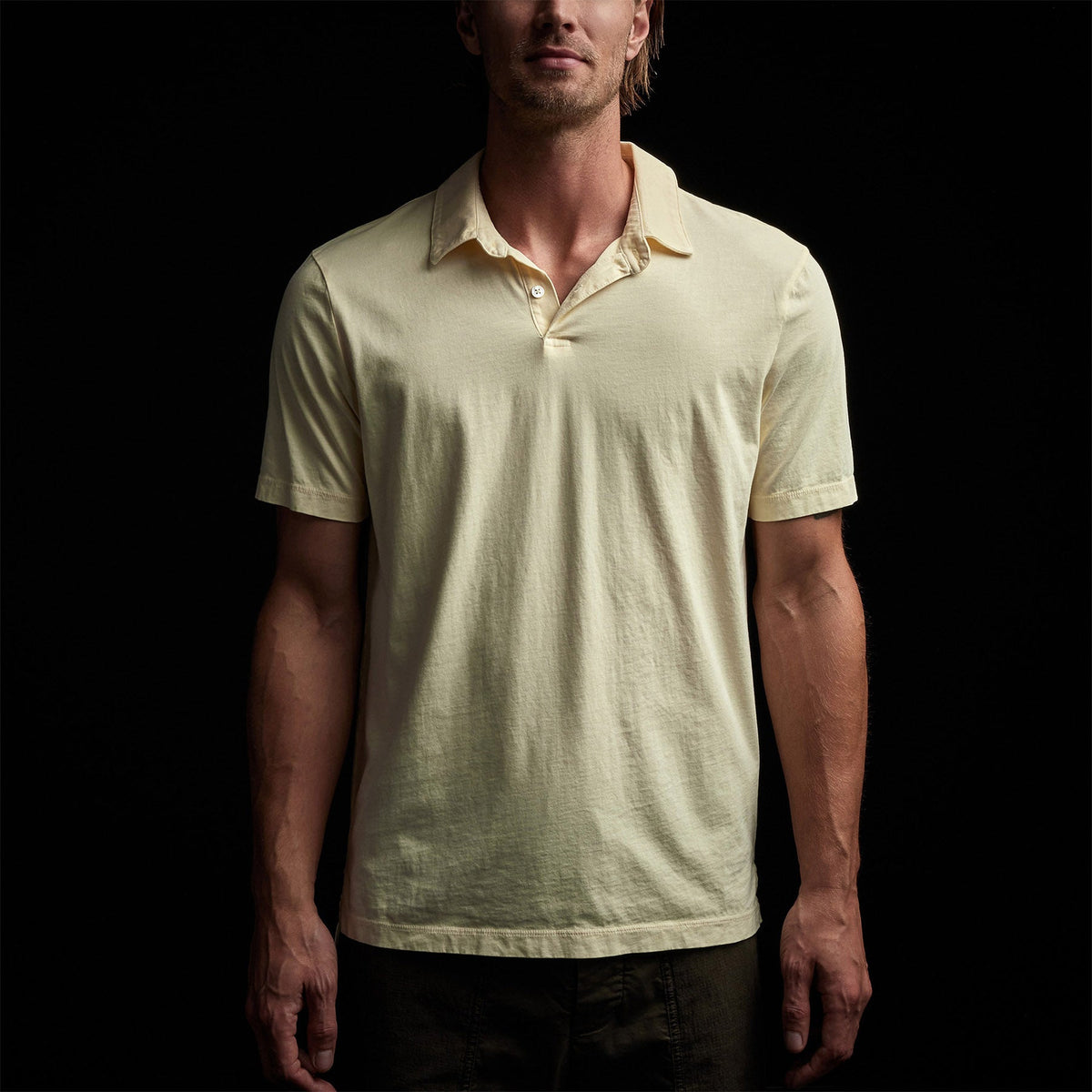Sueded Jersey Polo in Naples Yellow Pigment | James Perse Los Angeles