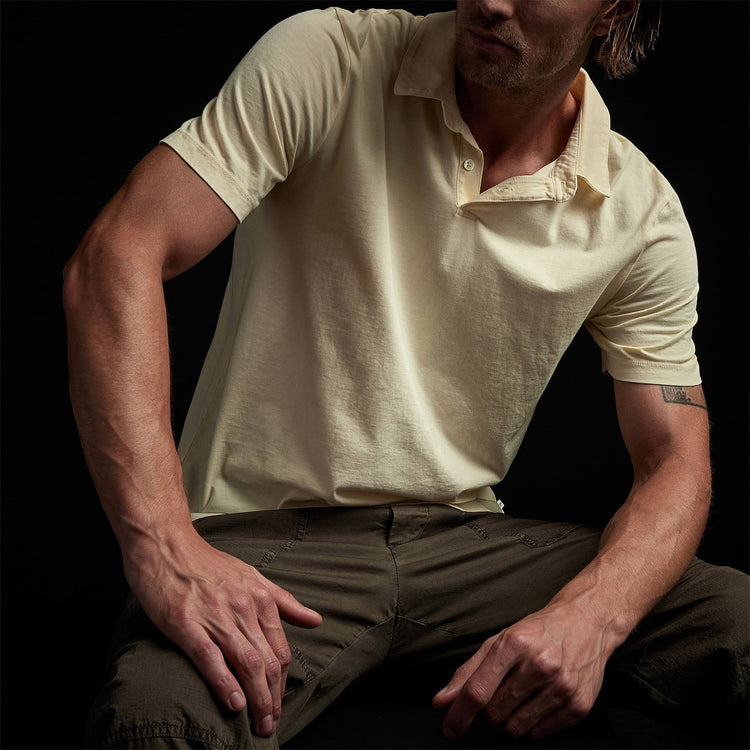 Sueded Jersey Polo in Naples Yellow Pigment | James Perse Los Angeles