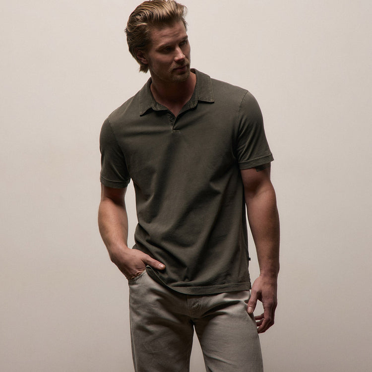 Sueded Jersey Polo - Platoon Pigment