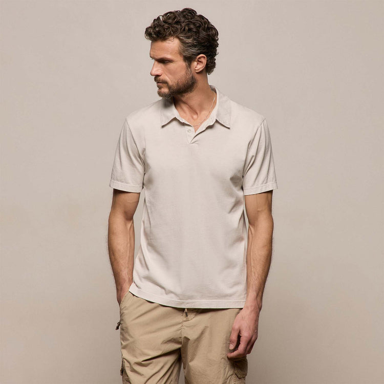 Sueded Jersey Polo in Pearl Pigment | James Perse Los Angeles