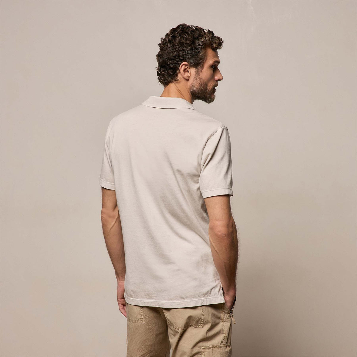 Sueded Jersey Polo in Pearl Pigment | James Perse Los Angeles
