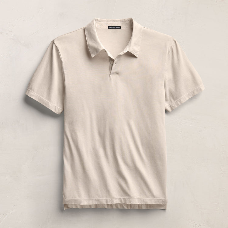 Sueded Jersey Polo in Pearl Pigment | James Perse Los Angeles