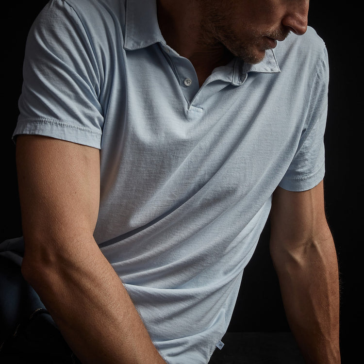 Sueded Jersey Polo in Powder Blue Pigment | James Perse Los Angeles