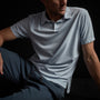 Sueded Jersey Polo in Powder Blue Pigment | James Perse Los Angeles