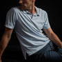 Sueded Jersey Polo in Powder Blue Pigment | James Perse Los Angeles