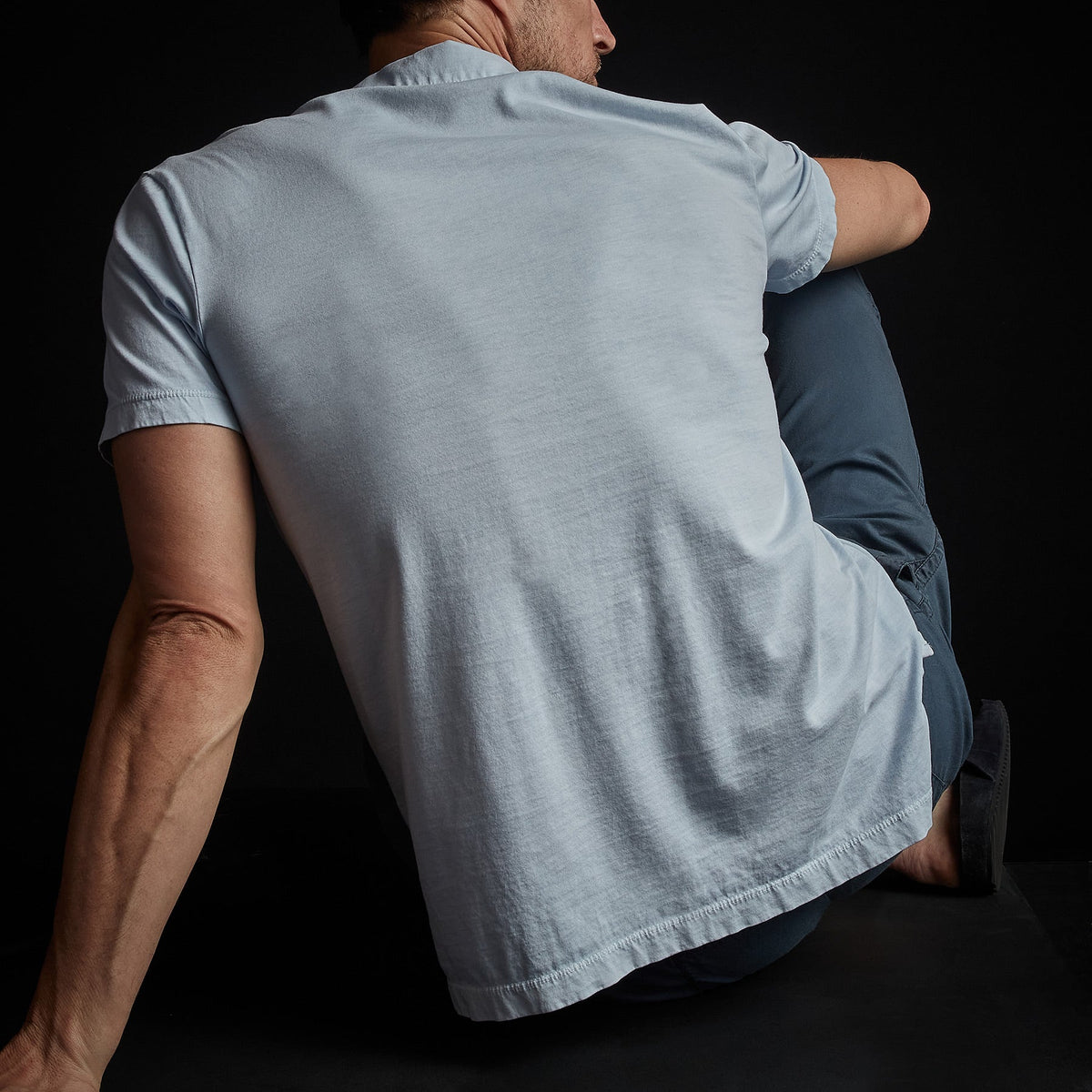 Sueded Jersey Polo in Powder Blue Pigment | James Perse Los Angeles
