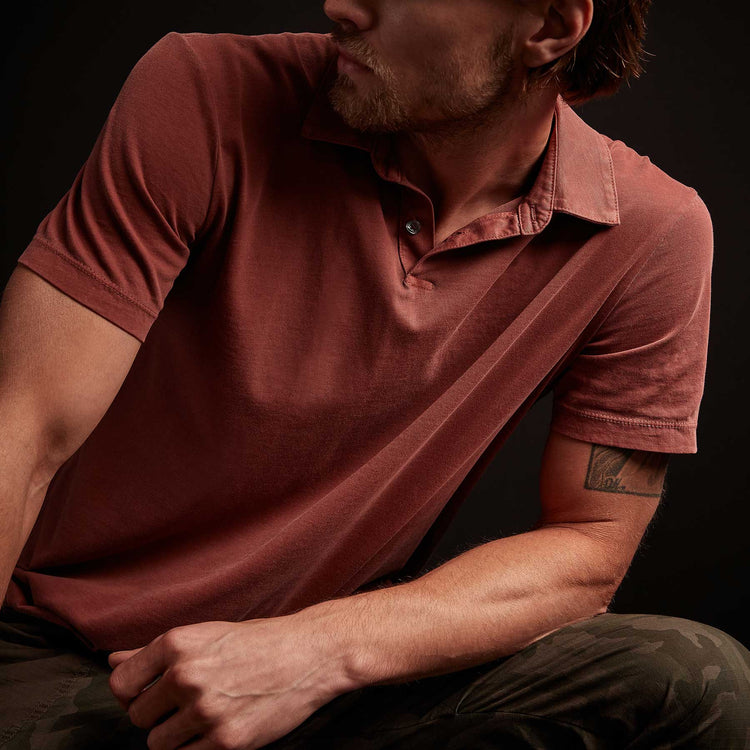Sueded Jersey Polo in Red Earth Pigment | James Perse Los Angeles