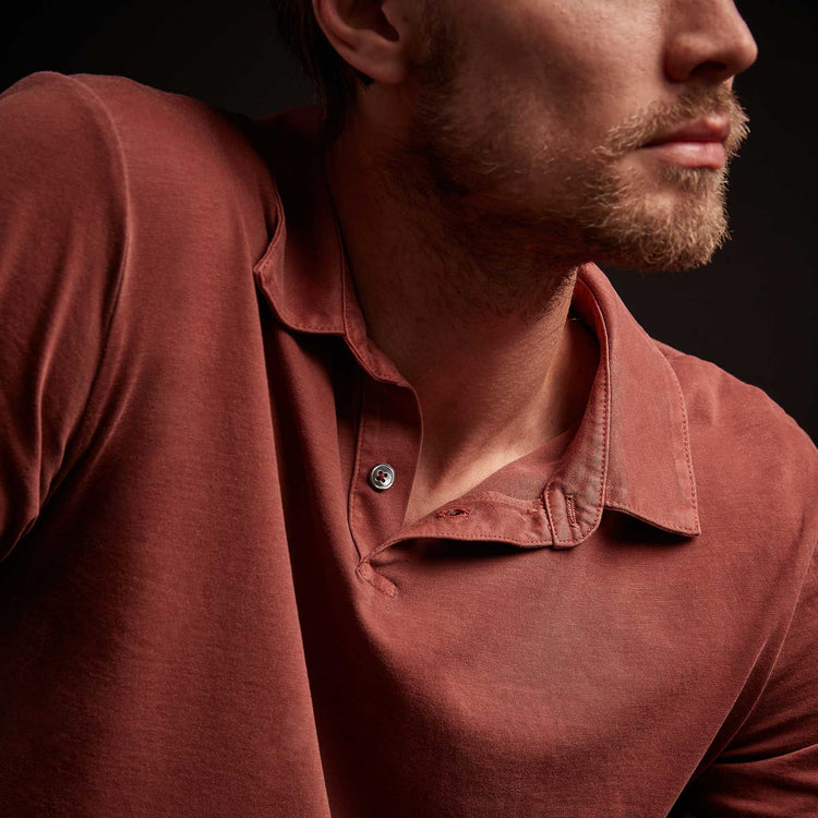 Sueded Jersey Polo - Red Earth Pigment | James Perse Los Angeles