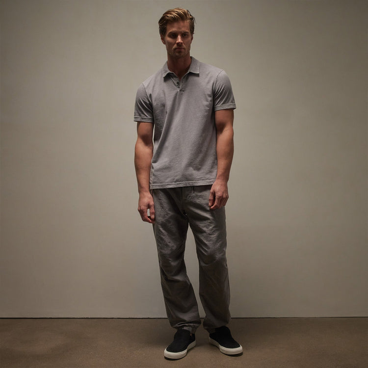 Sueded Jersey Polo in Silver Grey Pigment | James Perse Los Angeles