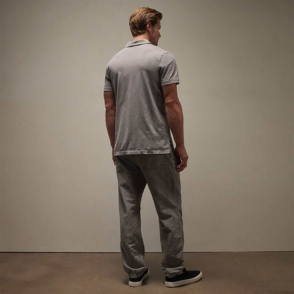 Sueded Jersey Polo in Silver Grey Pigment | James Perse Los Angeles