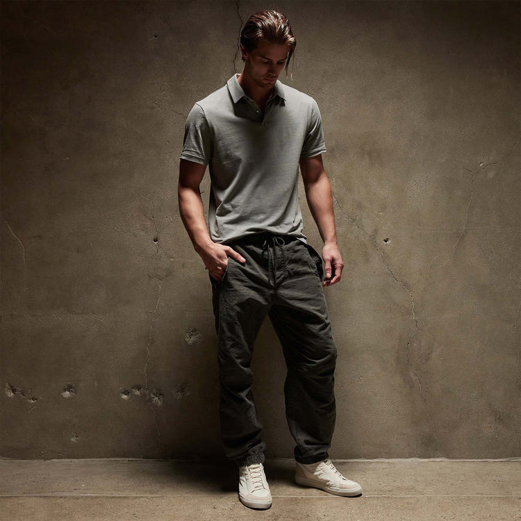 Sueded Jersey Polo in String Pigment | James Perse Los Angeles