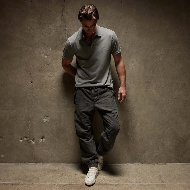 Sueded Jersey Polo in String Pigment | James Perse Los Angeles