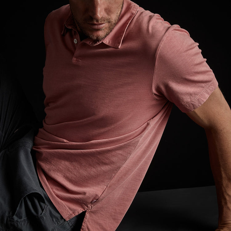 Sueded Jersey Polo in Strawberry Pigment | James Perse Los Angeles