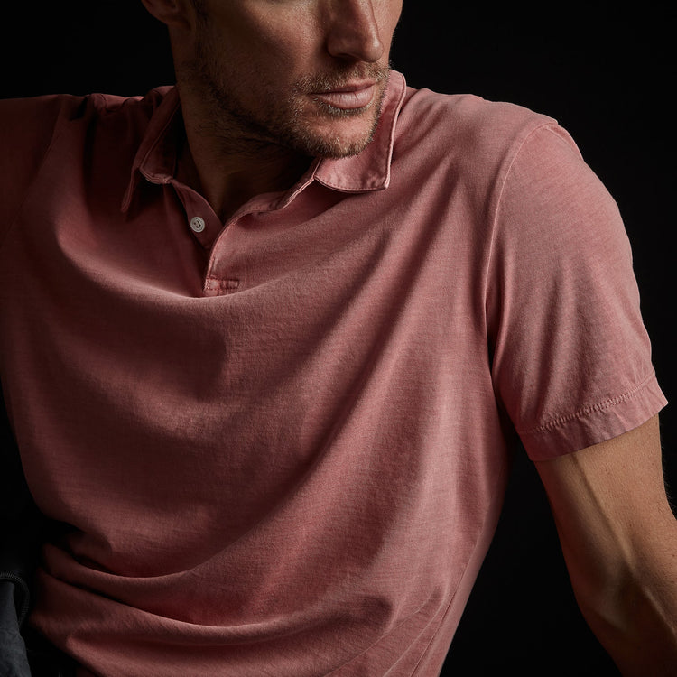 Sueded Jersey Polo in Strawberry Pigment | James Perse Los Angeles