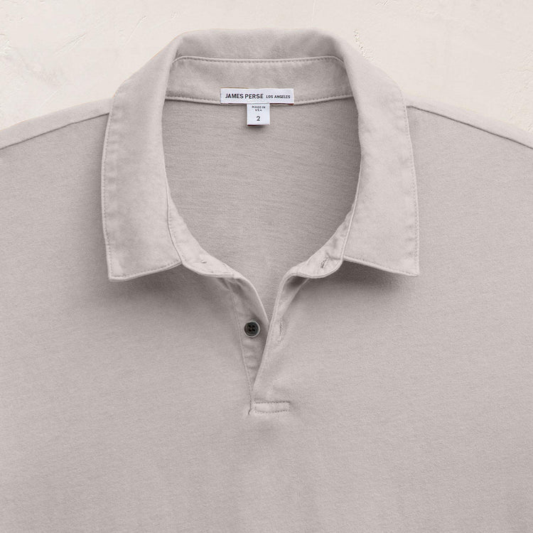 Sueded Jersey Polo in Silver Pigment | James Perse Los Angeles