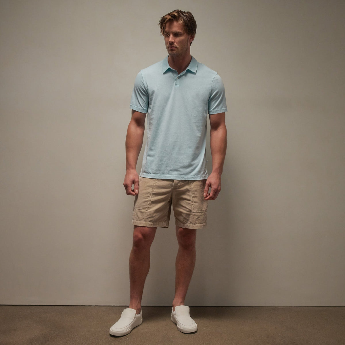 Sueded Jersey Polo in Taffy Pigment | James Perse Los Angeles
