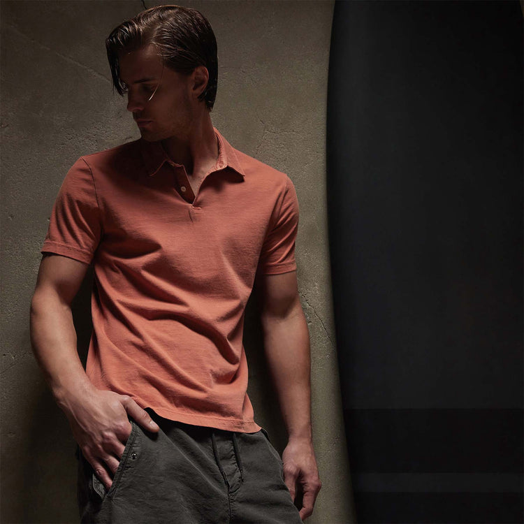 Sueded Jersey Polo in Taj Mahal Pigment | James Perse Los Angeles