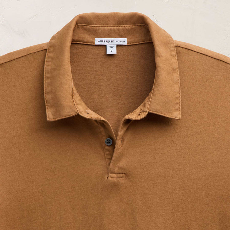Sueded Jersey Polo in Whiskey Pigment | James Perse Los Angeles