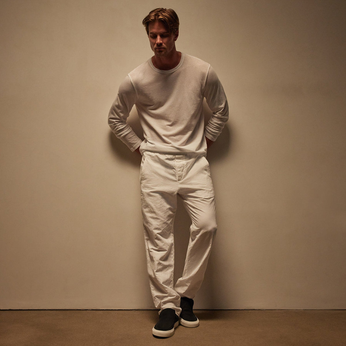 Textured Relaxed Pant in White | James Perse Los Angeles