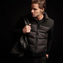 Luxury Down Front Zip Sweater in Black | James Perse Los Angeles