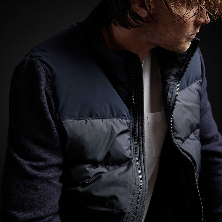 Mixed Media Down Sweater in Navy | James Perse Los Angeles
