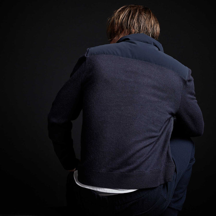 Mixed Media Down Sweater in Navy | James Perse Los Angeles