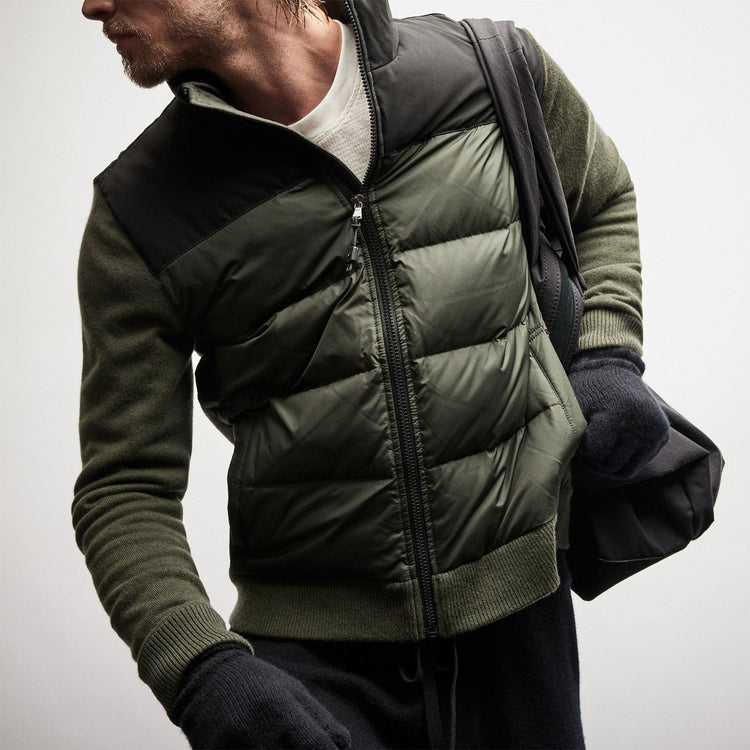 Luxury Down Front Zip Sweater in Sierra | James Perse Los Angeles