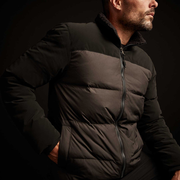 Mixed Media Down Jacket - Black | James Perse Los Angeles