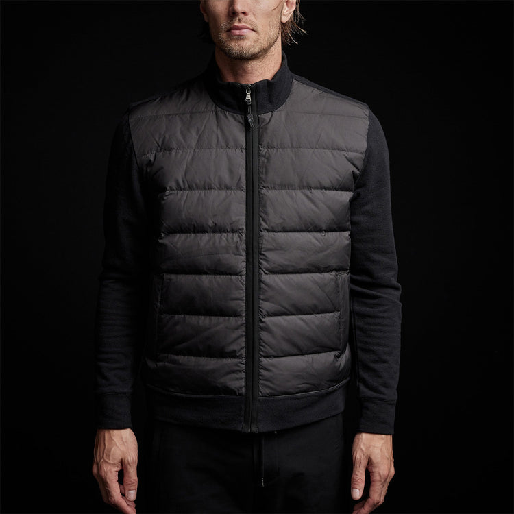 Full Zip Funnel Neck Jacket in Black | James Perse Los Angeles