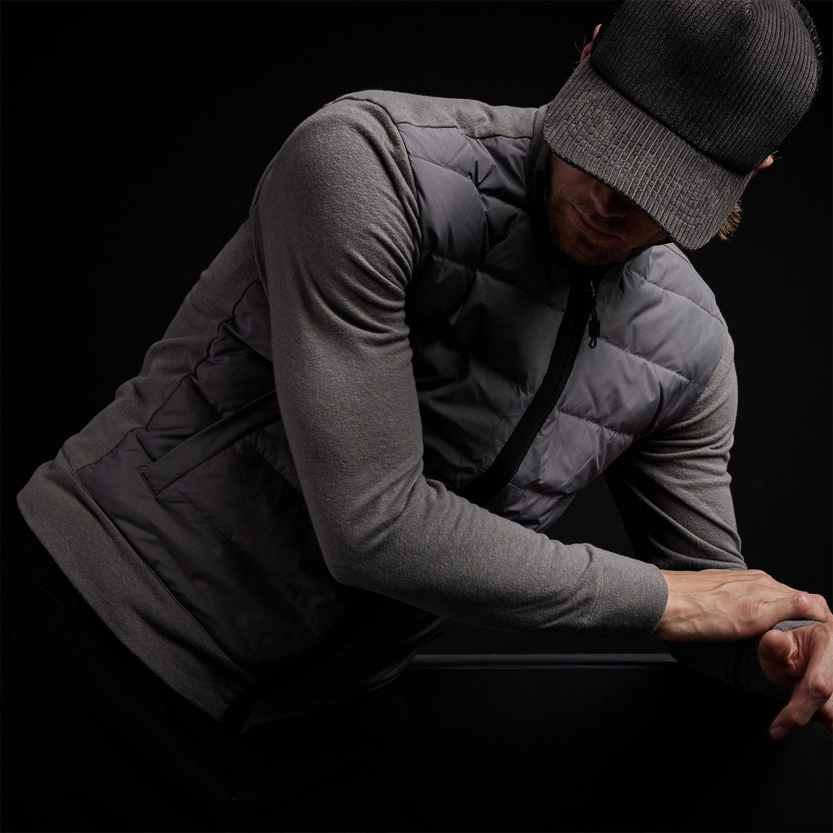 Full Zip Funnel Neck Jacket in Charcoal | James Perse Los Angeles