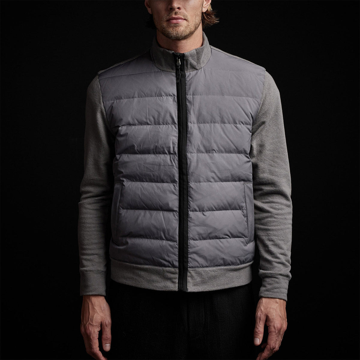 Full Zip Funnel Neck Jacket in Charcoal | James Perse Los Angeles