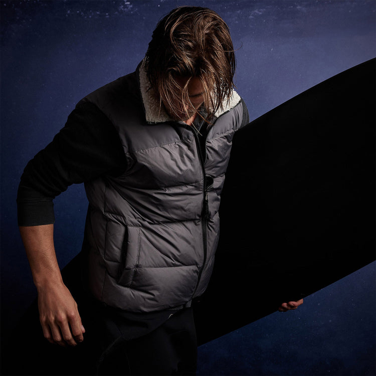 Mixed Media Down Vest in Charcoal | James Perse Los Angeles 