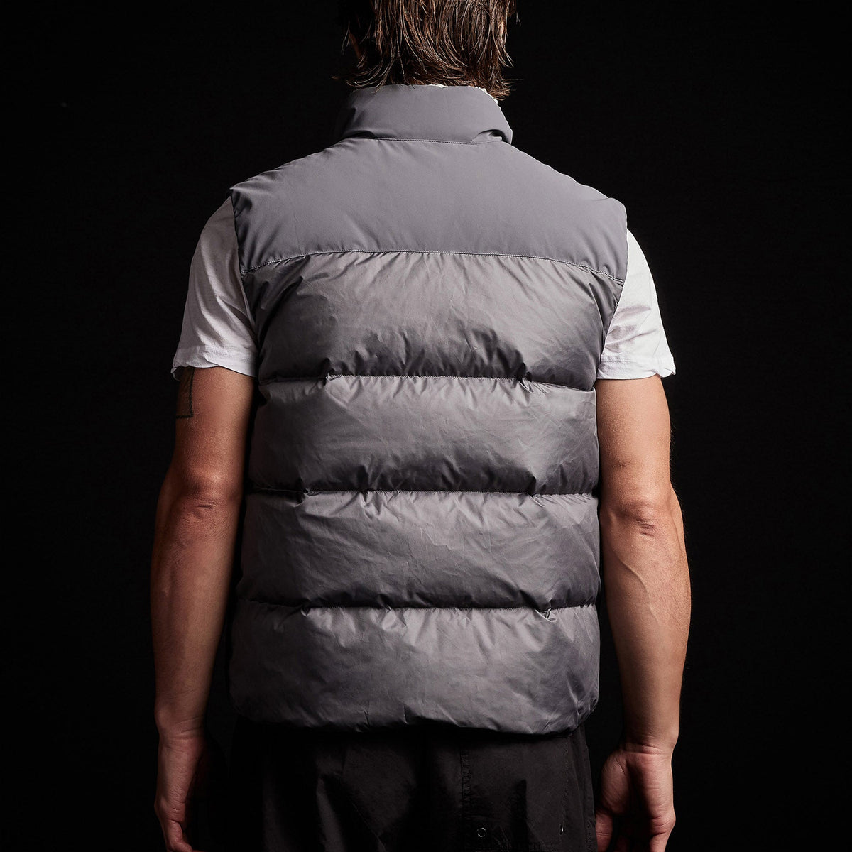 Mixed Media Down Vest in Charcoal | James Perse Los Angeles 