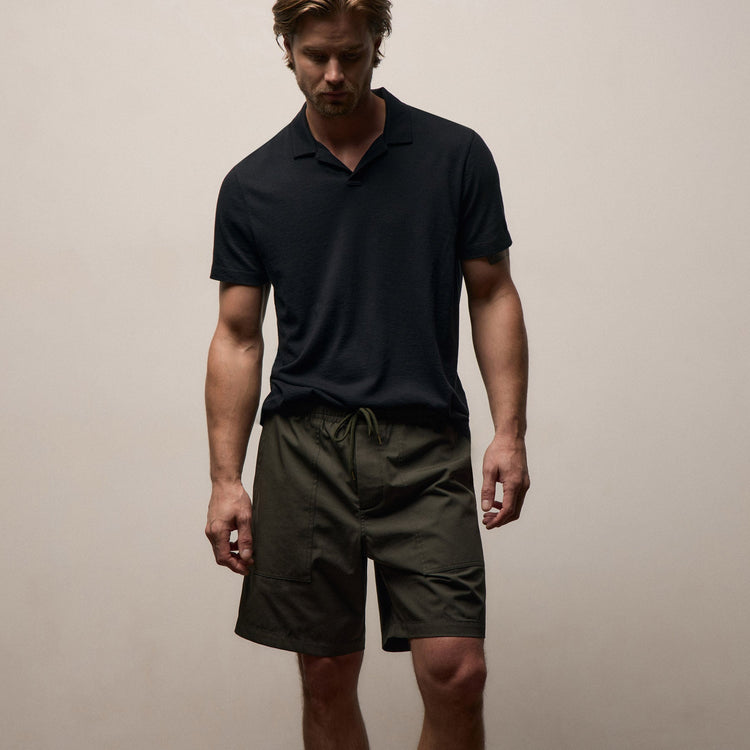Fine Cotton Twill Patch Pocket Short In Dark Olive | James Perse Los Angeles