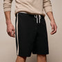 Elevated Cotton Twill Track Short in Black/Latte/White | James Perse Los Angeles