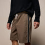 Elevated Cotton Twill Track Short in Light Olive/Black/White | James Perse Los Angeles