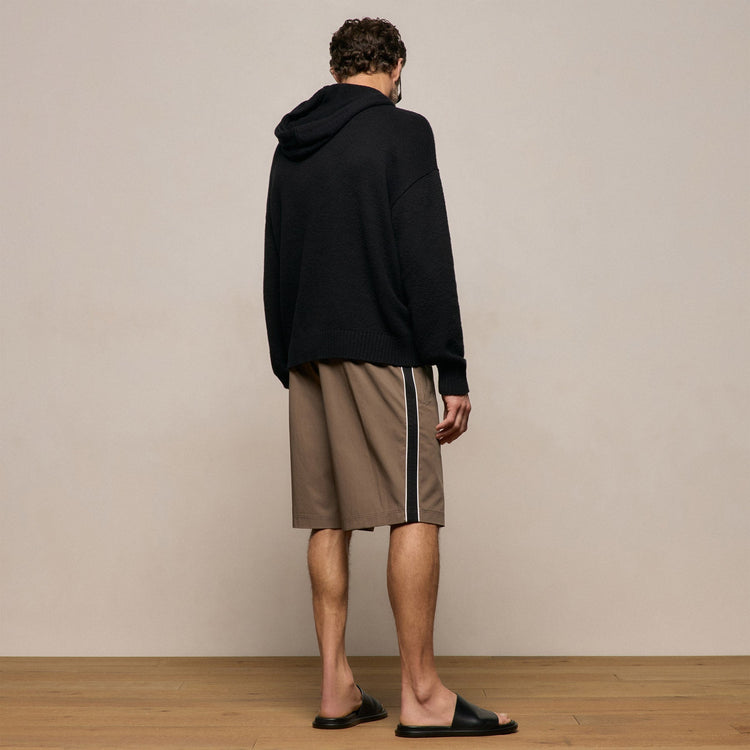 Elevated Cotton Twill Track Short in Light Olive/Black/White | James Perse Los Angeles