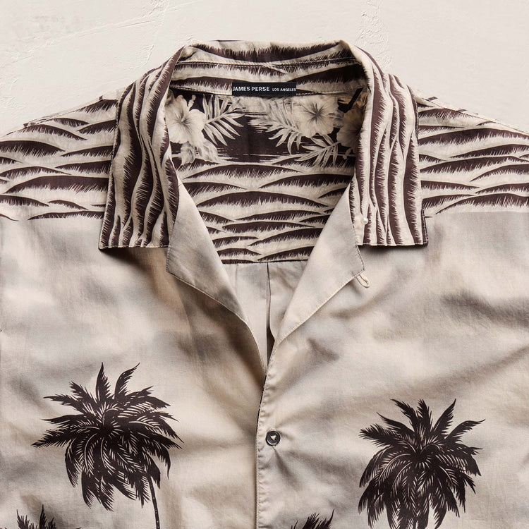 Palm Printed Shirt in Stone | James Perse Los Angeles