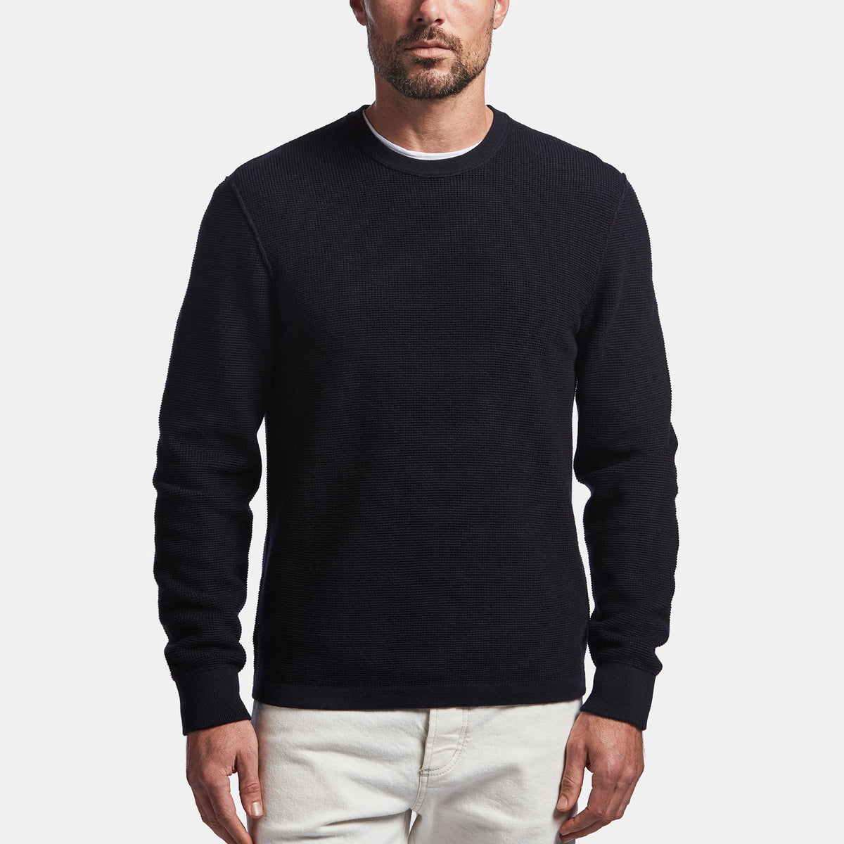 Cotton Cashmere Thermal Pullover In Black | James Perse Los Angeles