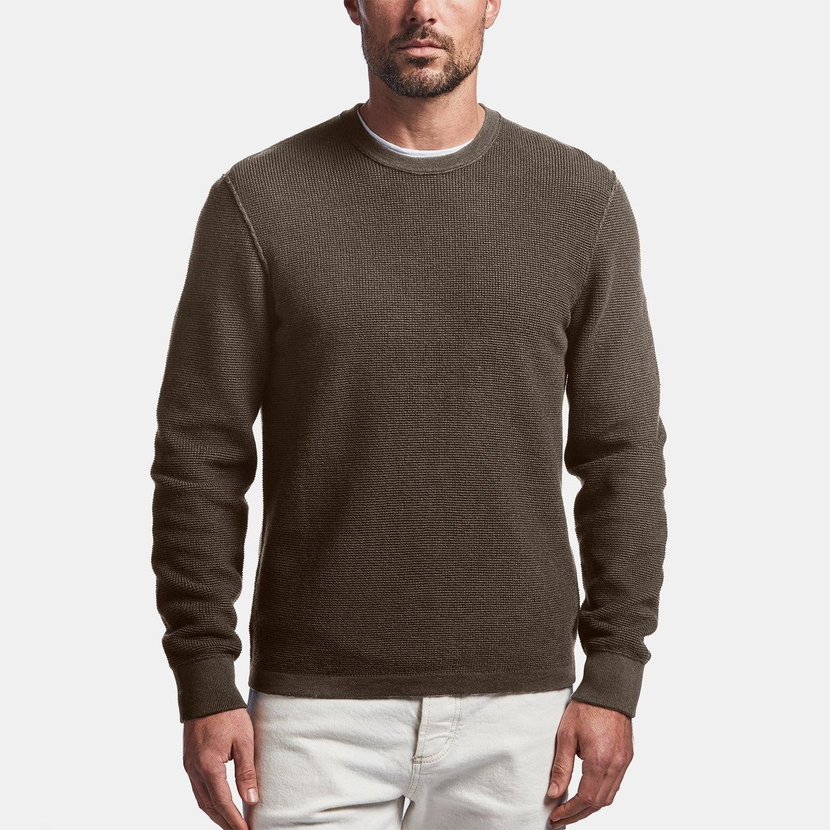Cotton Cashmere Thermal Pullover In Drab | James Perse Los Angeles