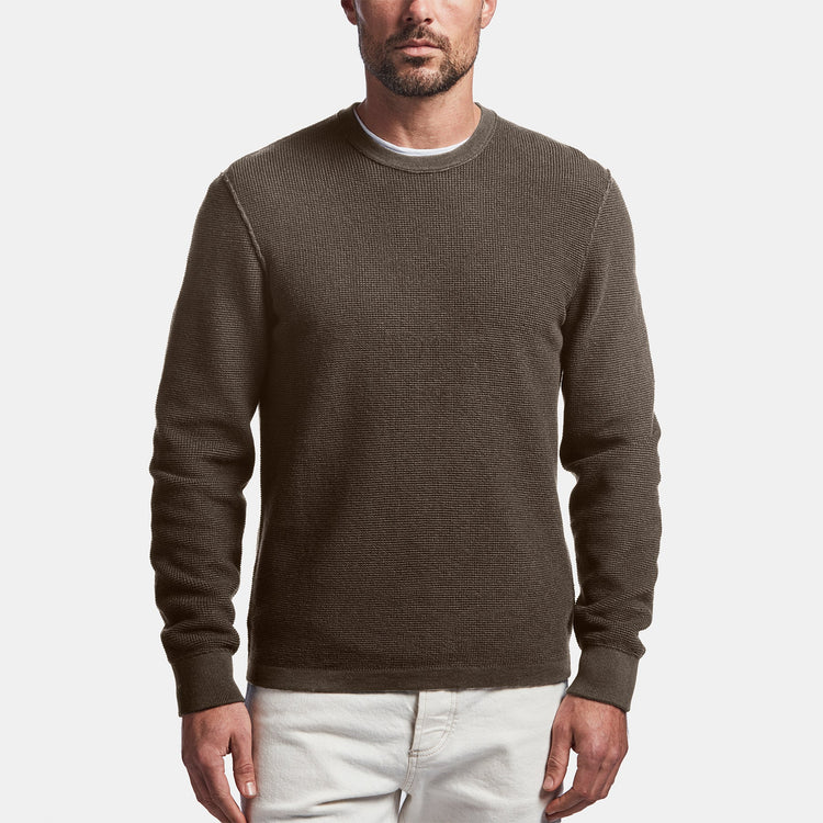 Cotton Cashmere Thermal Pullover In Drab | James Perse Los Angeles