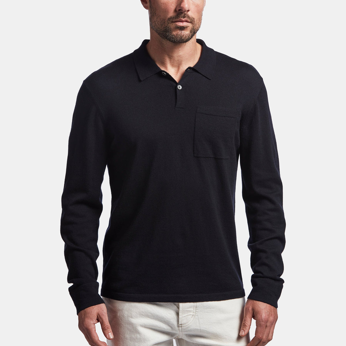 Cotton Cashmere Polo In Black | James Perse Los Angeles