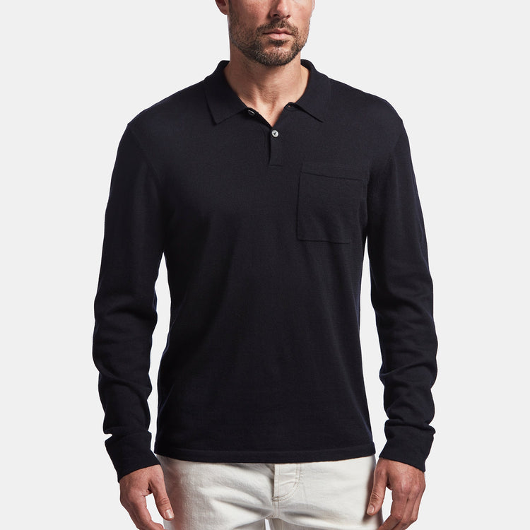 Cotton Cashmere Polo In Black | James Perse Los Angeles