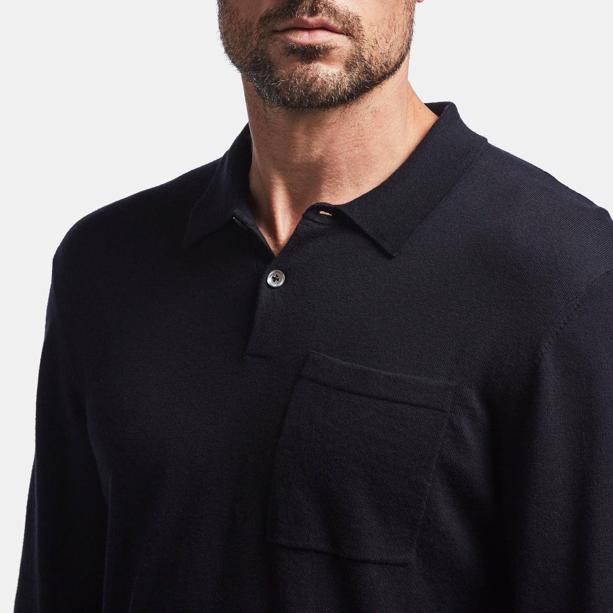 Cotton Cashmere Polo In Black | James Perse Los Angeles