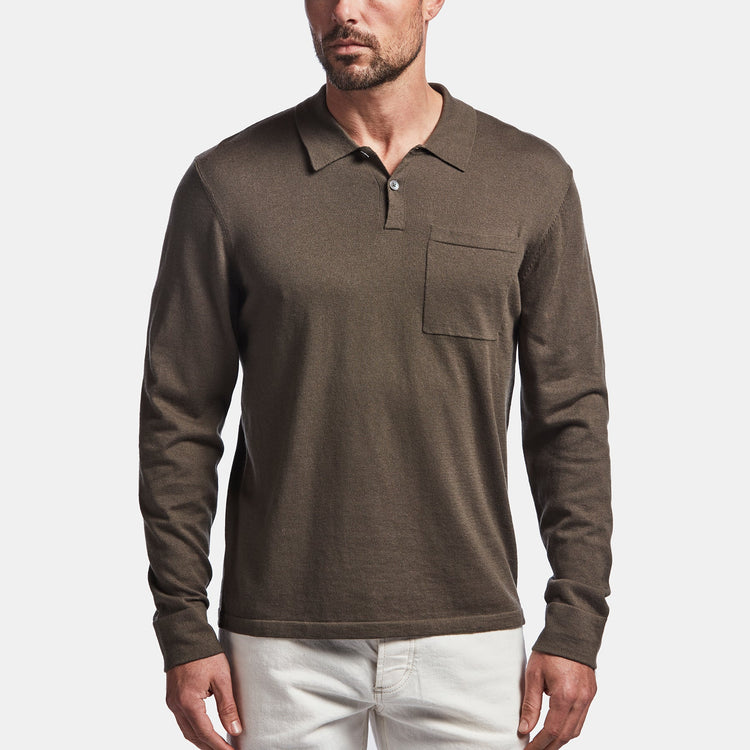 Cotton Cashmere Polo In Drab | James Perse Los Angeles