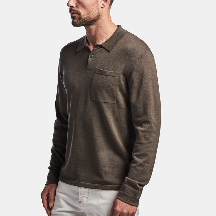 Cotton Cashmere Polo In Drab | James Perse Los Angeles