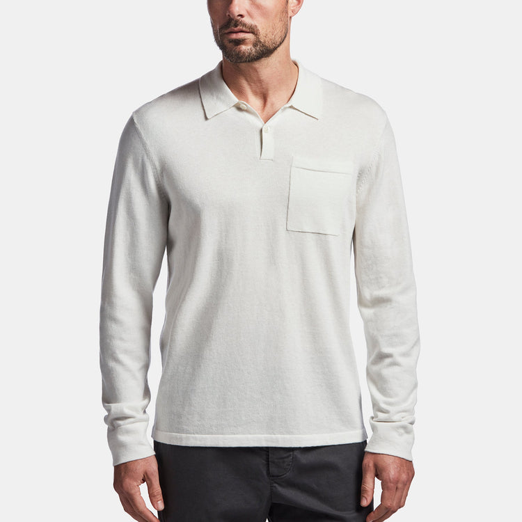 Cotton Cashmere Polo In Vintage White | James Perse Los Angeles