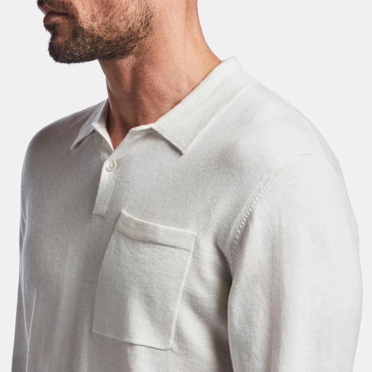 Cotton Cashmere Polo In Vintage White | James Perse Los Angeles