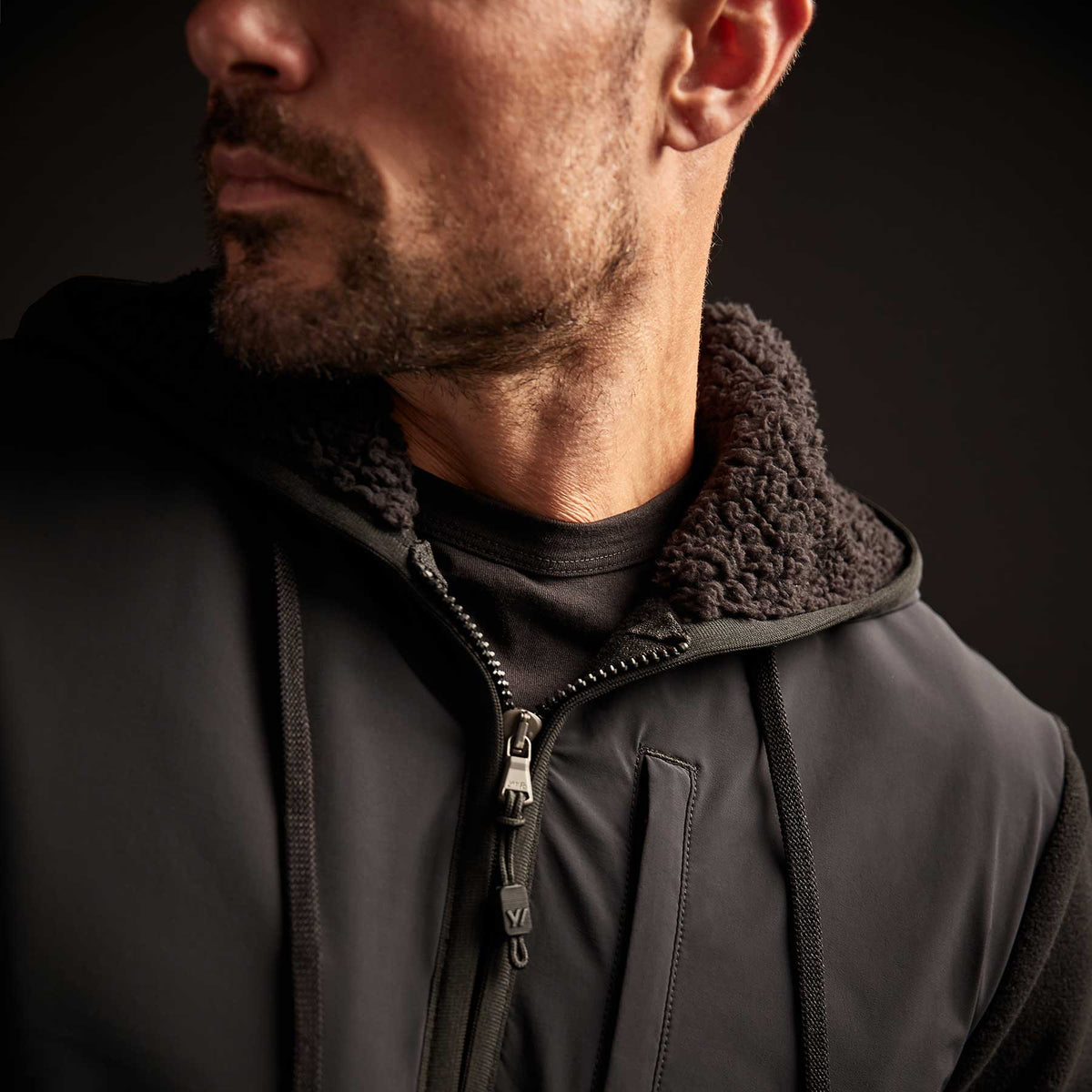 Technical Polar Fleece Zip Up Hoody - Black | James Perse Los Angeles