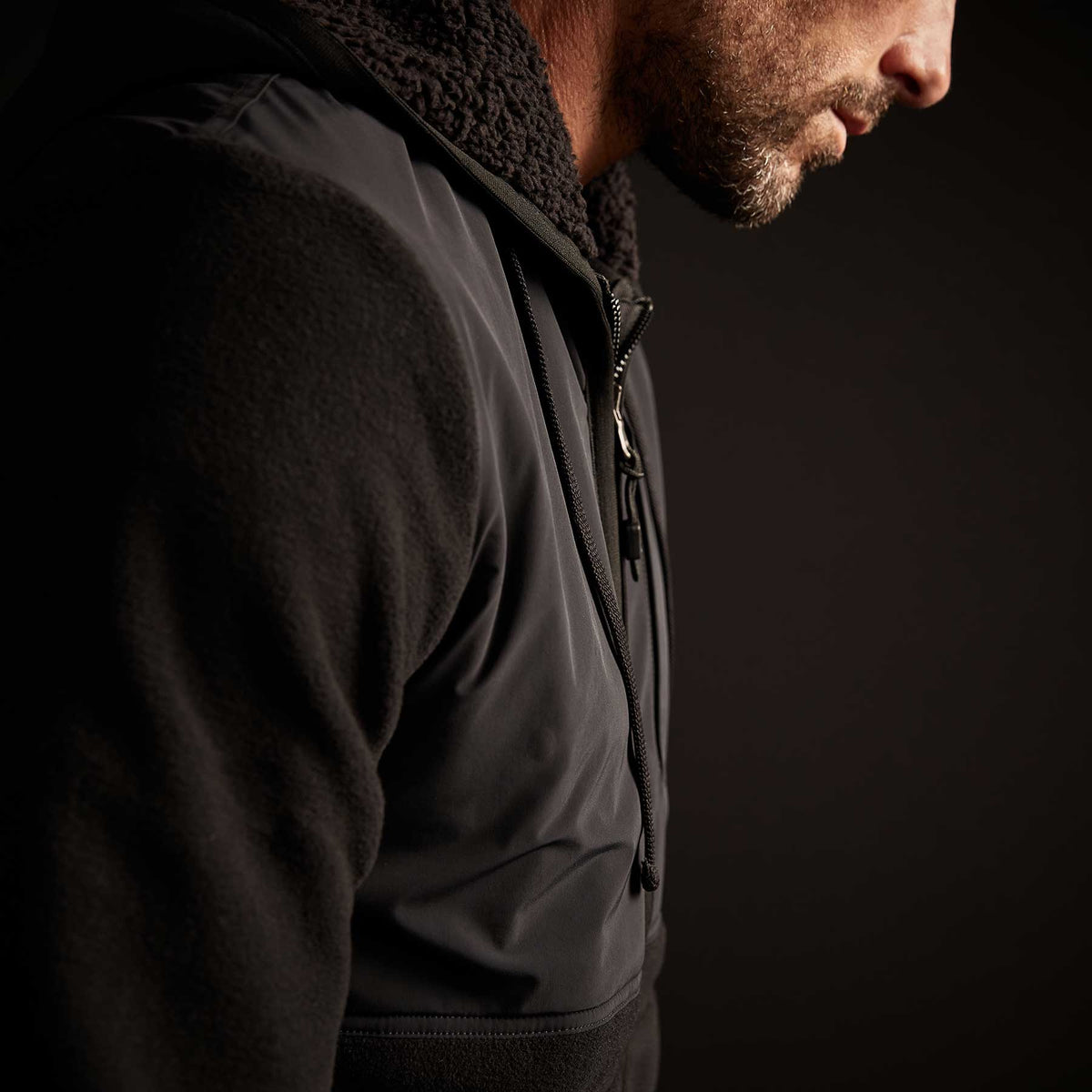 Technical Polar Fleece Zip Up Hoody - Black | James Perse Los Angeles